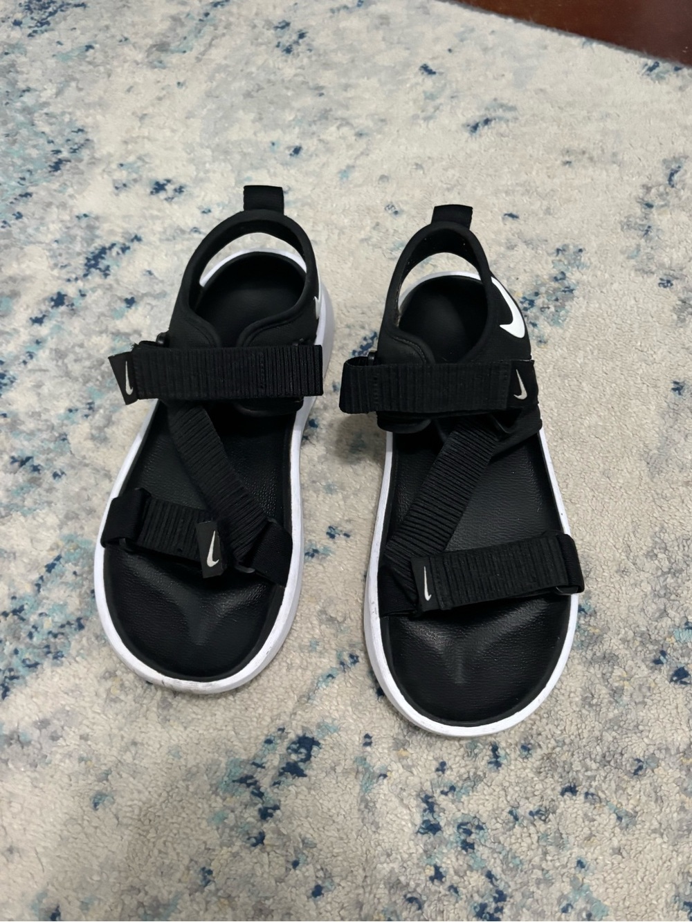 Nike Black and White Kids Adjustable Sport Sandals